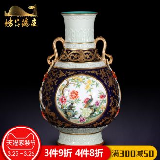 Jingdezhen ceramics furnishing articles imitation qing qianlong pastel steak gourd vases, sitting room of Chinese style household decorations