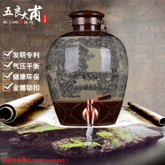 Jingdezhen ceramic jar tea at the end of the wine it 10 jins 20 jins 30 jins 50 kg 100 jins with leader