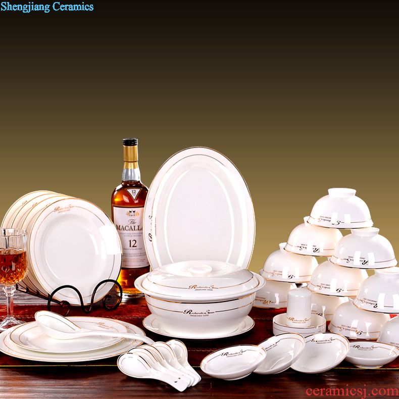 Delin bone porcelain tableware suit 60 head Jingdezhen ceramic dishes and plates spoons gift set porcelain