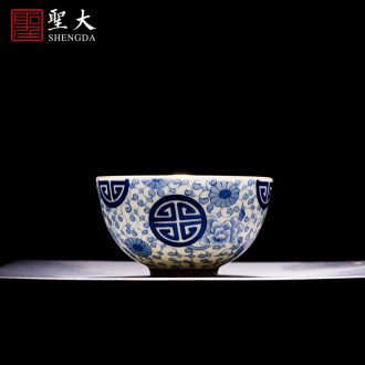 Holy big ceramic kung fu masters cup hand-painted porcelain cups branch lotus mouth sample tea cup full manual of jingdezhen tea service