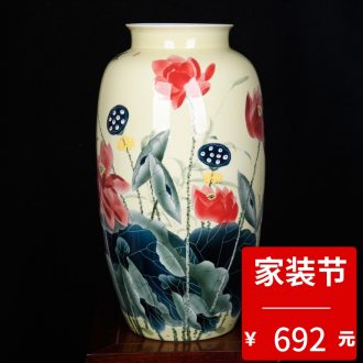 Jingdezhen ceramic home sitting room adornment hand-painted peony vases, furnishing articles new Chinese arts and crafts porcelain