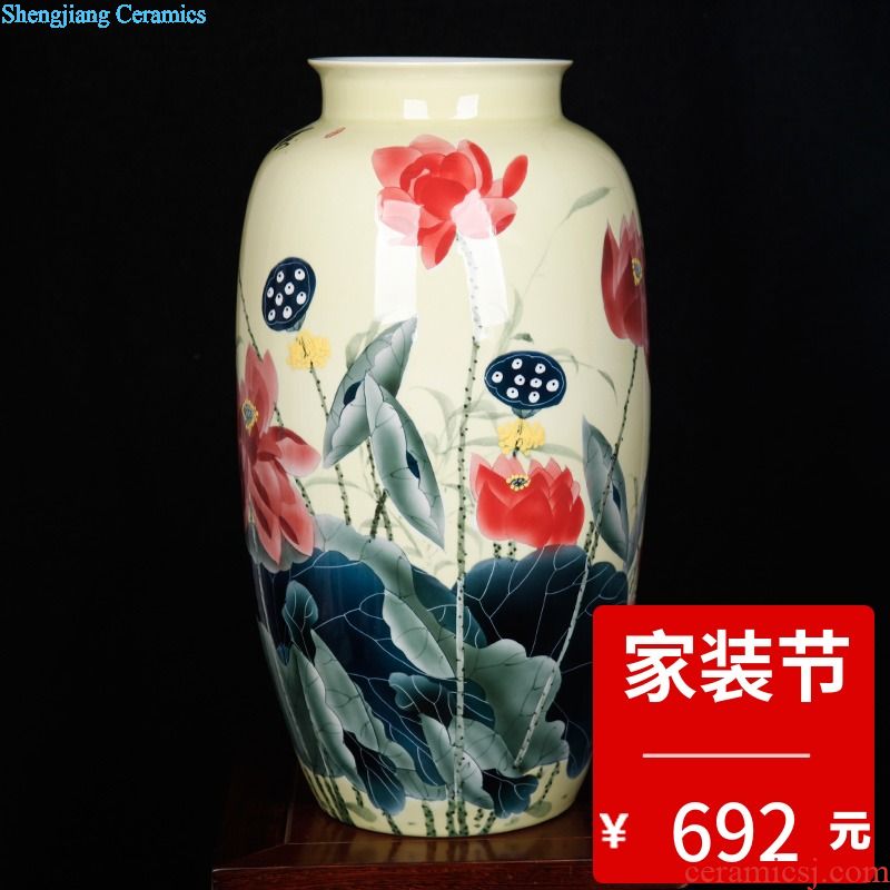 Jingdezhen ceramic home sitting room adornment hand-painted peony vases, furnishing articles new Chinese arts and crafts porcelain