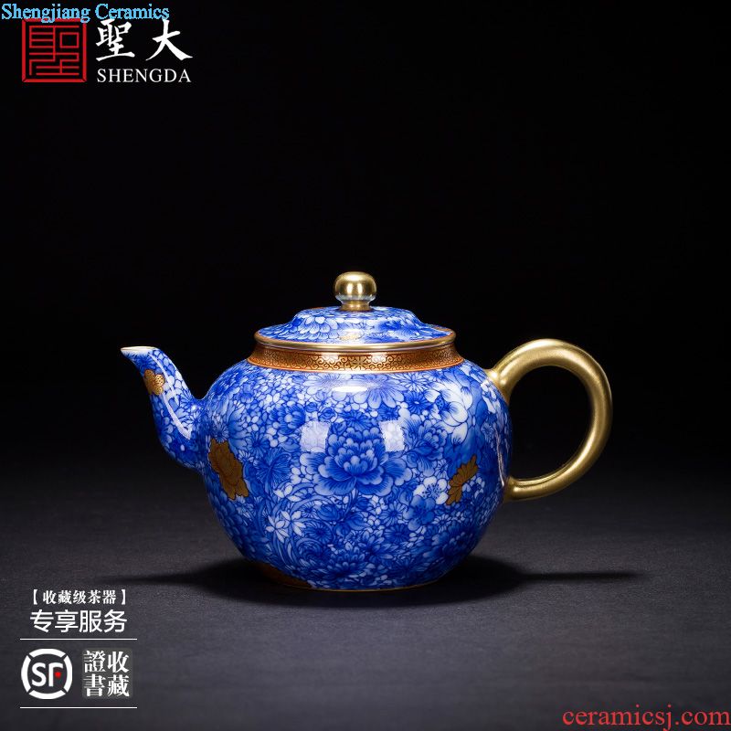 The big teapot hand-painted ceramic kung fu jingdezhen blue and white hidden dragon single pot all hand tea ball hole little teapot