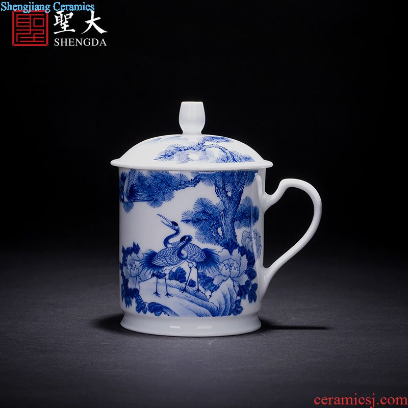 Holy big ceramic kung fu masters cup hand-painted porcelain cups of ice MeiWen medallion landscape lamp cup of jingdezhen tea service