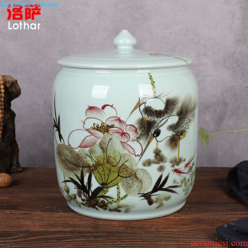 Jingdezhen ceramic aquarium Aquarium goldfish tropical fish turtle cylinder Ceramic tank birdbath A tank that occupy the home