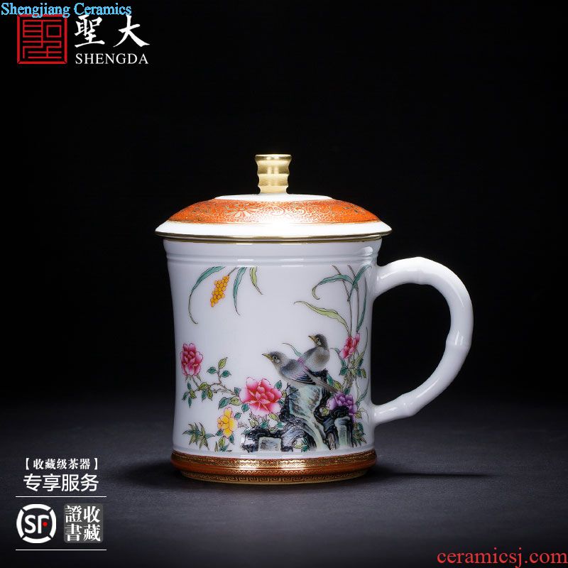 The big three to blue and white chrysanthemum tureen hand-painted ceramic large butterfly tattoo all hand jingdezhen kung fu tea tea bowl