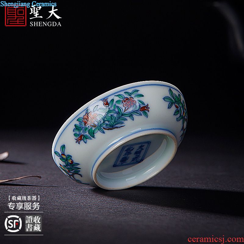 Santa teacups hand-painted ceramic curios kungfu heavy color ink best crane figure cup all hand of jingdezhen tea service master