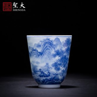 Santa jingdezhen ceramic wine temperature hot hip household hand-painted new color landscape warm hip all hand wine cup