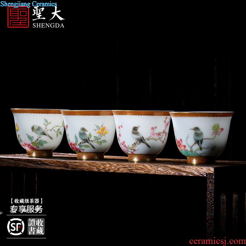 Santa teacups hand-painted ceramic kungfu pastel zodiac cup six sets of master sample tea cup of jingdezhen tea service