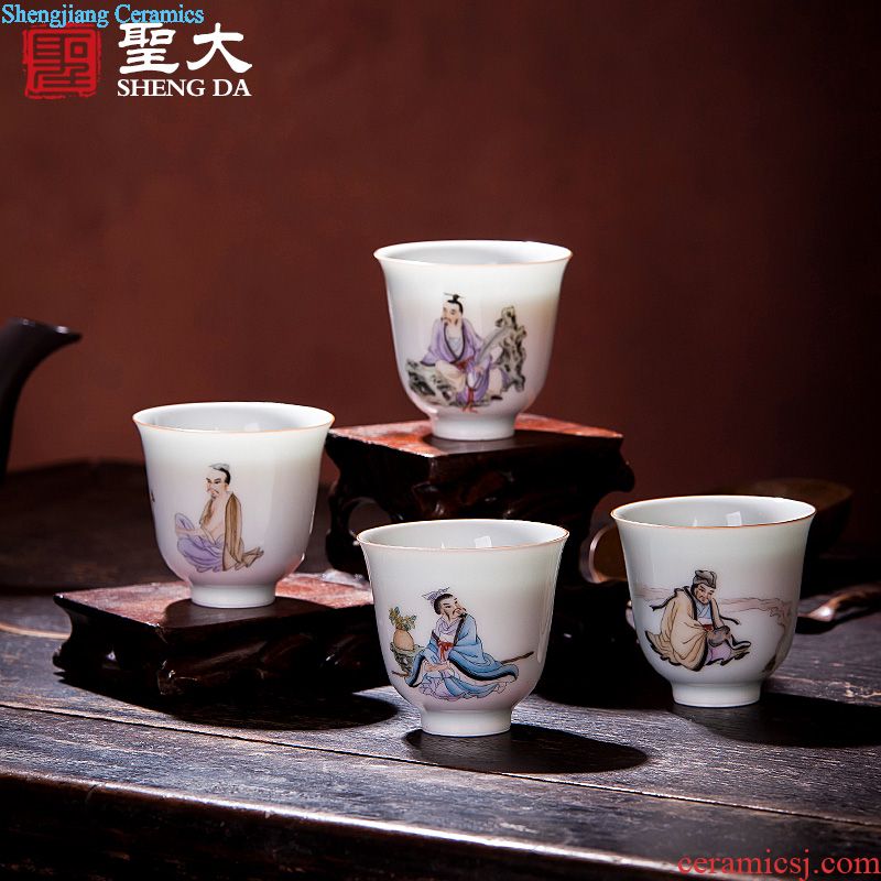 The dah sing choi qianlong royal horse eight jun figure sample tea cup of jingdezhen ceramic tea set boutique hand-painted kung fu tea cups