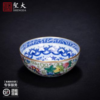 Santa teacups hand-painted ceramic kungfu pastel lanqiu chrysanthemum figure sample tea cup cup all hand of jingdezhen tea service master