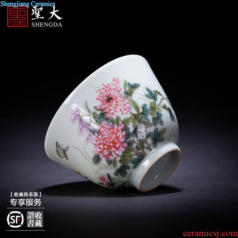 Holy big pure hand-painted ceramic masters cup alum red paint set of spring, summer, autumn and winter cup cup sample tea cup of jingdezhen tea service