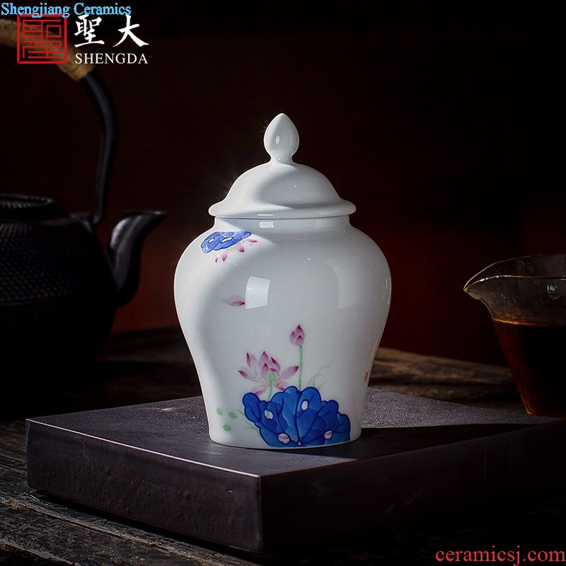 Holy big ceramic kung fu tea set 8 pieces of a complete set of hand-painted manual jingdezhen blue and white and exquisite landscape teapot set group