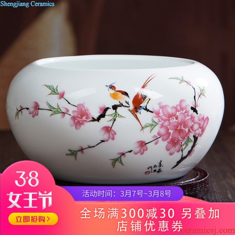 097 jingdezhen decorative vase tank rotating base circle multi-function flowerpot shelf parts carving furnishing articles
