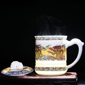 Jingdezhen filtering hand-painted ceramic cups with cover large ceramic cups water glass tea cup set office
