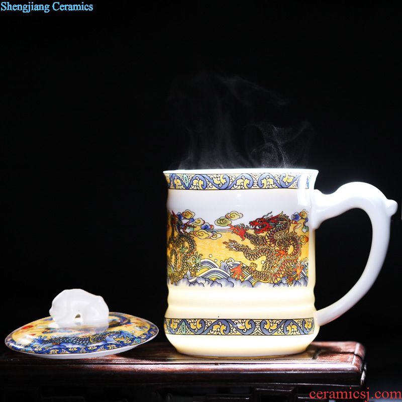 Jingdezhen filtering hand-painted ceramic cups with cover large ceramic cups water glass tea cup set office