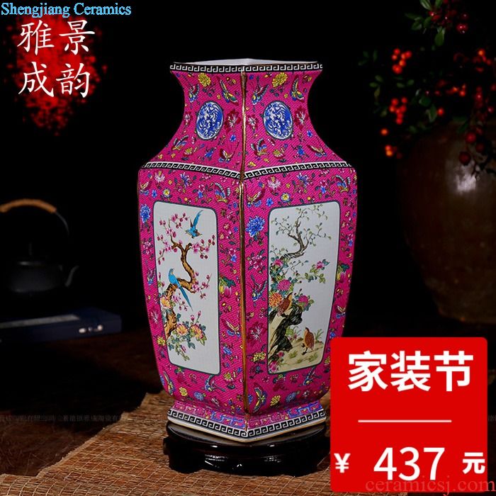 Jingdezhen ceramic powder enamel antique vase kiln fashion furnishing articles housewarming flower arranging landing crafts sitting room