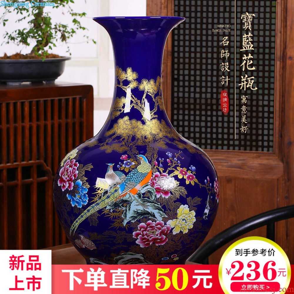 Jingdezhen ceramics hand-painted bamboo report peaceful vases, flower arranging dried flowers sitting room adornment of Chinese style household furnishing articles