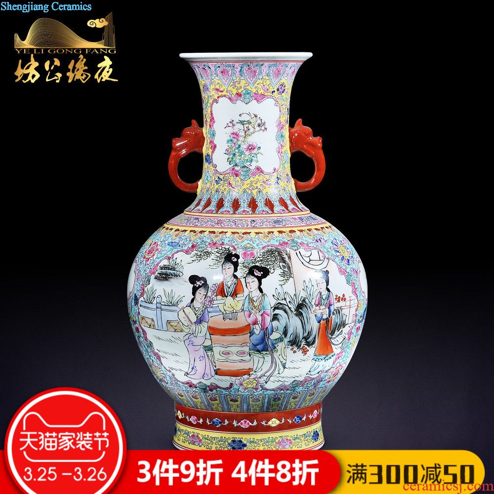 Jingdezhen ceramics furnishing articles hand-painted peony vase of blue and white porcelain decoration new Chinese style household study process