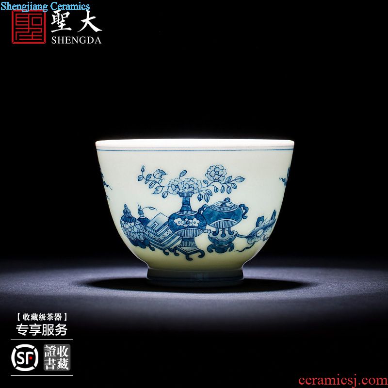 St large ceramic three tureen teacups hand-painted agate red lake scene tea bowl of jingdezhen tea service by hand