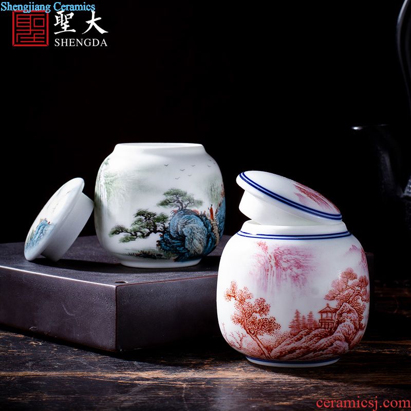 Holy big ceramic fair mug hand-painted new color landscape cool breeze flowing spring tea sea of jingdezhen tea service manual points