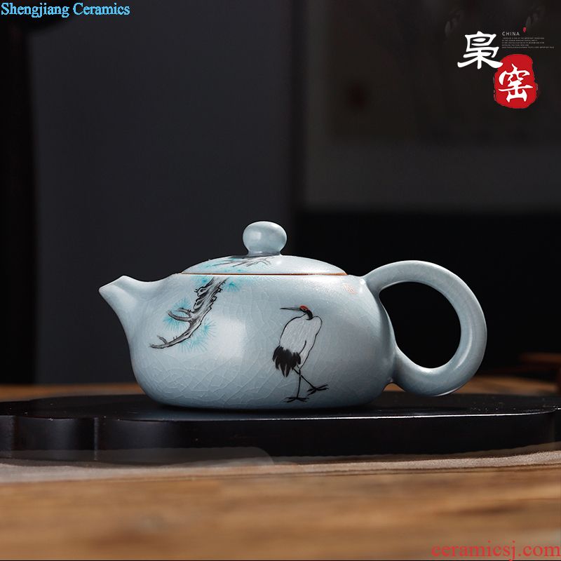 Jingdezhen ceramic kung fu tea set parts hand-painted steak flower fair mug pastel manual points tea, peach