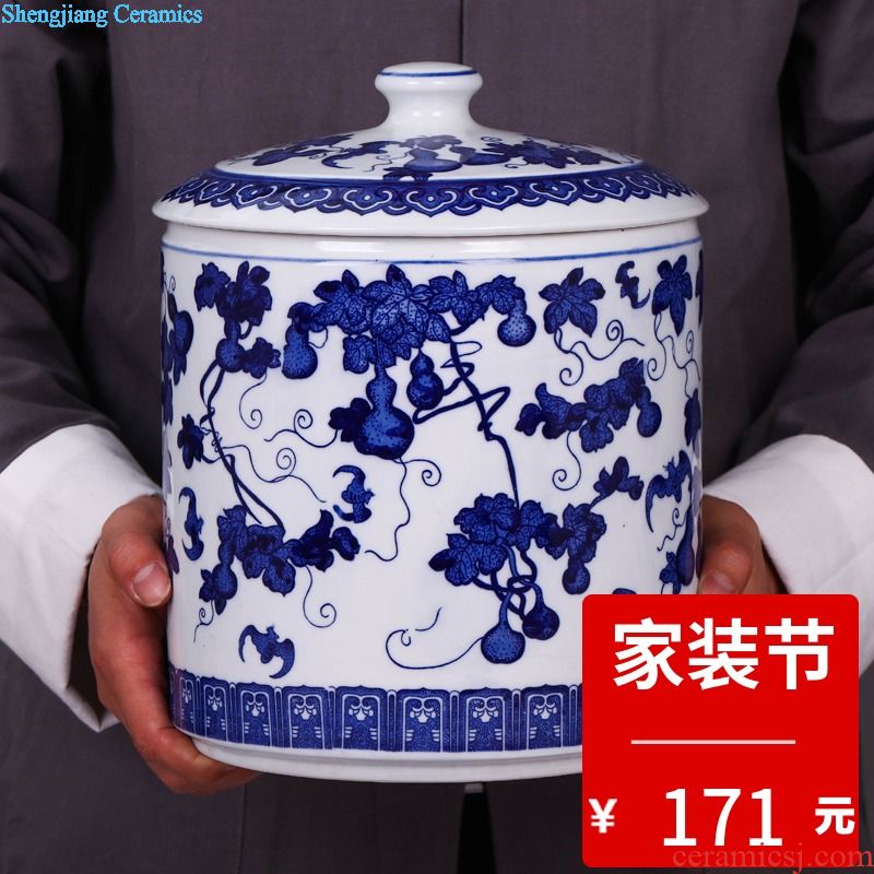 Jingdezhen ceramic household caddy large seven loaves puer tea pot containing porcelain tea pot seal