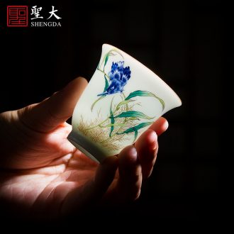 Holy big ceramic kung fu masters cup hand-painted porcelain cups landscape poetry sample tea cup all hand of jingdezhen tea service