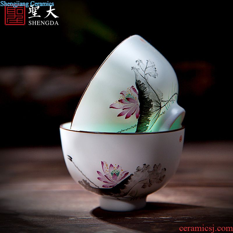 A clearance rule Ceramic kung fu tea colored enamel flower medallion around branches of flowers and birds teapot of jingdezhen tea service