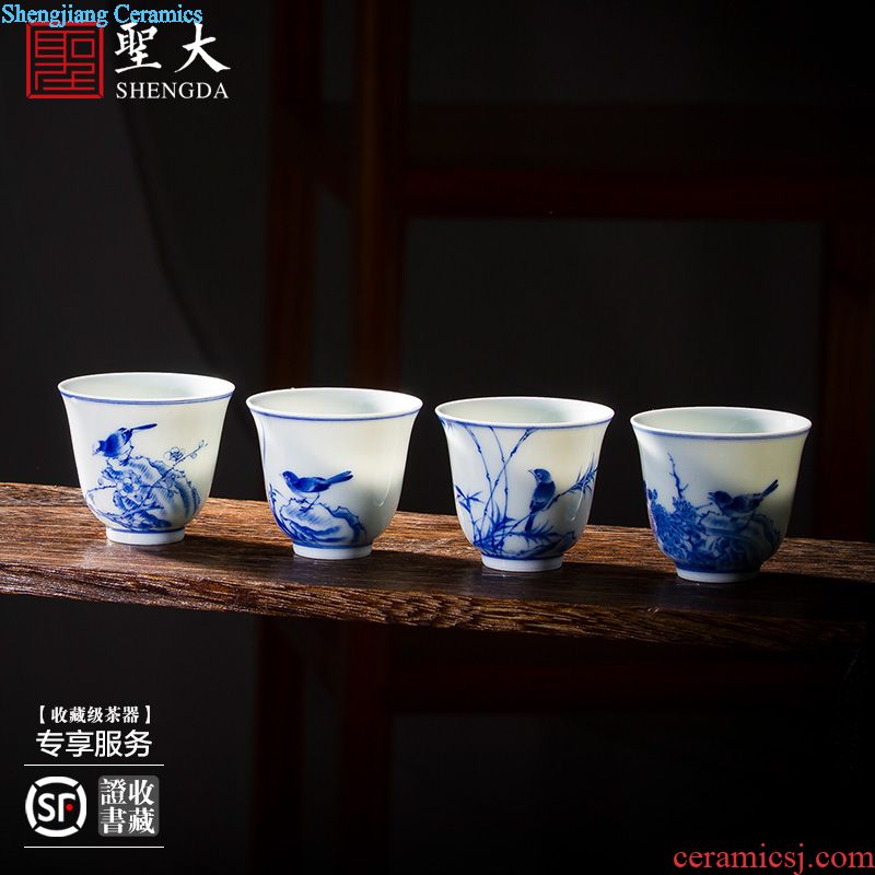 The big three to make tea tureen teacups hand-painted scenery of blue and white porcelain ceramic bowl full manual jingdezhen kung fu tea set