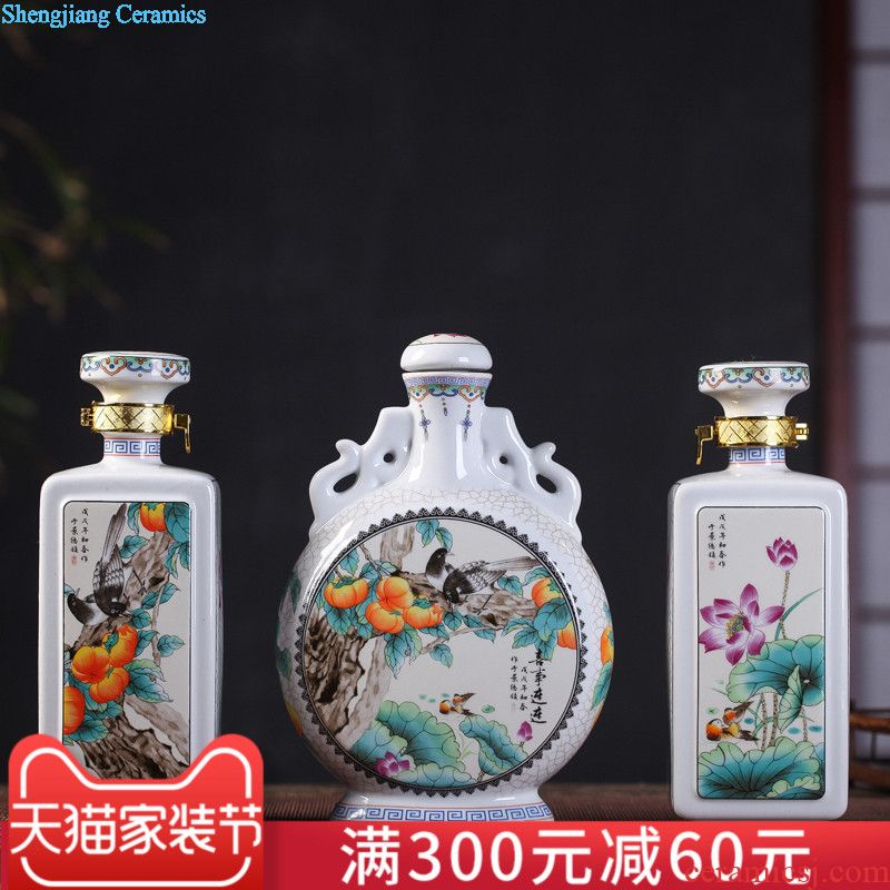 Jingdezhen ceramic jars to save it seal wine pot antique bottles with tap 10 jins 20 home
