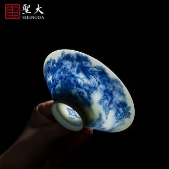 Santa teacups hand-painted ceramic kung fu new color drink four jie sample tea cup masters cup pure manual of jingdezhen tea service
