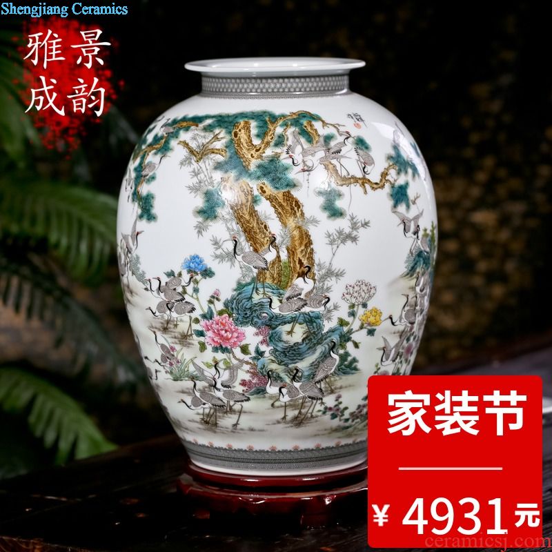 Jingdezhen ceramic hand-painted charactizing a new flower arrangement sitting room adornment of Chinese style household porcelain vase furnishing articles