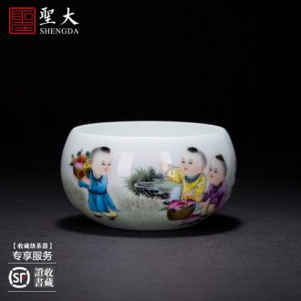 St the ceramic kung fu tea master cup hand-painted pastel lang shining ten dogs figure sample tea cup of jingdezhen tea service