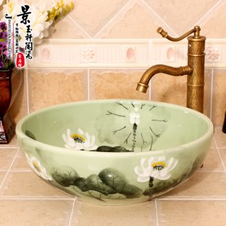 Jingdezhen JingYuXuan ceramic wash basin stage basin sink art basin basin green color glaze