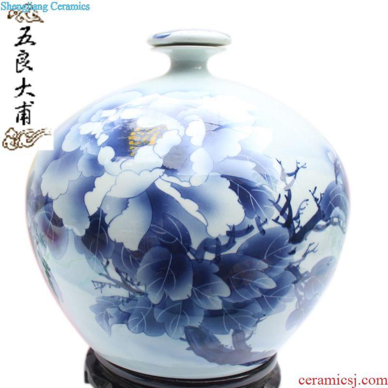 Five good just 1 catty jingdezhen blue and white porcelain plum bottle bottle sealed bottle storage bottle porcelain flask