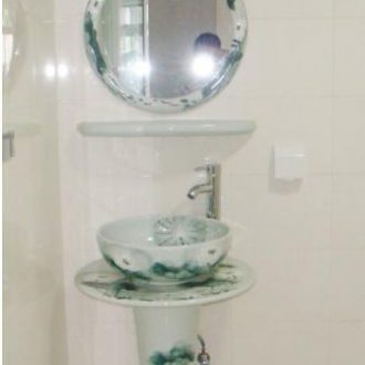 Jingdezhen JingYuXuan golden plum flower column set basin of five art ceramic basin sink basin of the basin that wash a face
