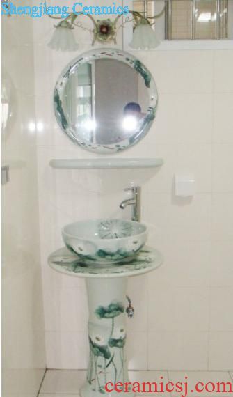 Jingdezhen JingYuXuan golden plum flower column set basin of five art ceramic basin sink basin of the basin that wash a face