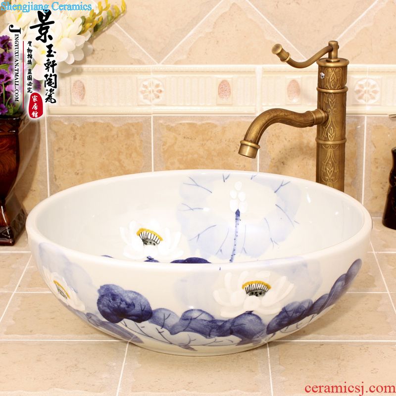 JingYuXuan jingdezhen ceramic lavatory sink basin basin art stage basin yellow bottom grinding threads