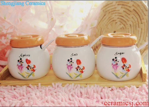 JingYuXuan Disney mickey's kitchen ceramic flavor pot three-piece courtship