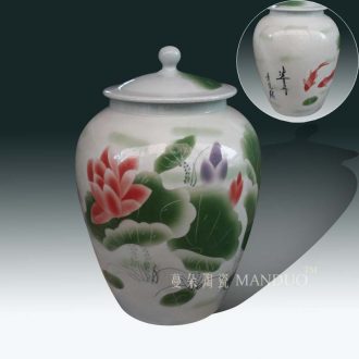 Jingdezhen carvings of VAT relief porcelain jar scroll painting and calligraphy by day tank handwritten text cylinder