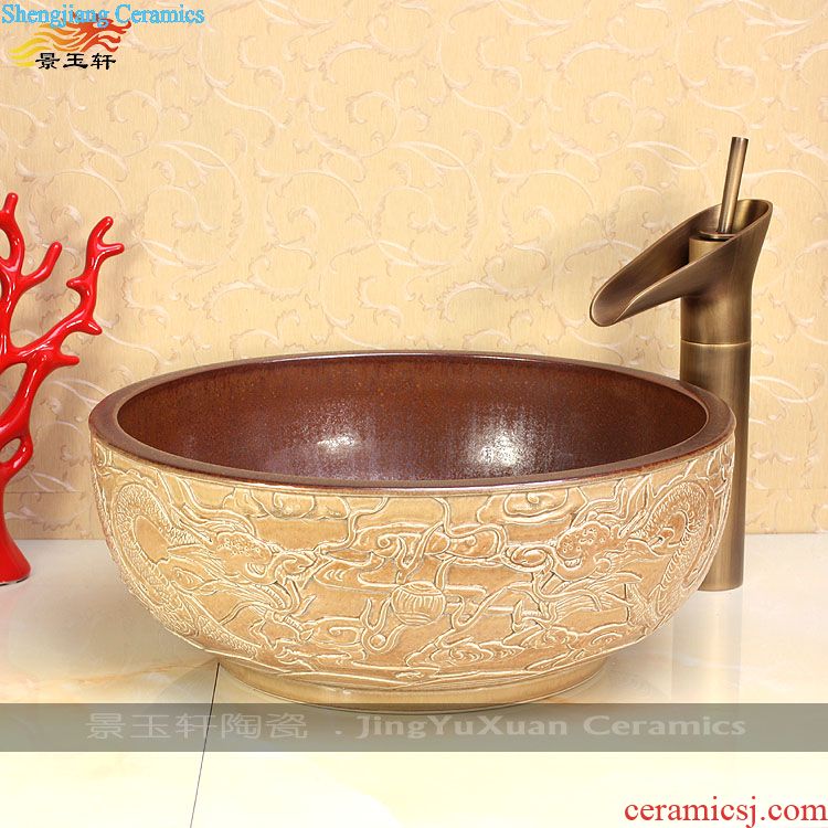 Jingdezhen JingYuXuan ishikawa lotus set columns five times art ceramic basin sink basin of the basin that wash a face