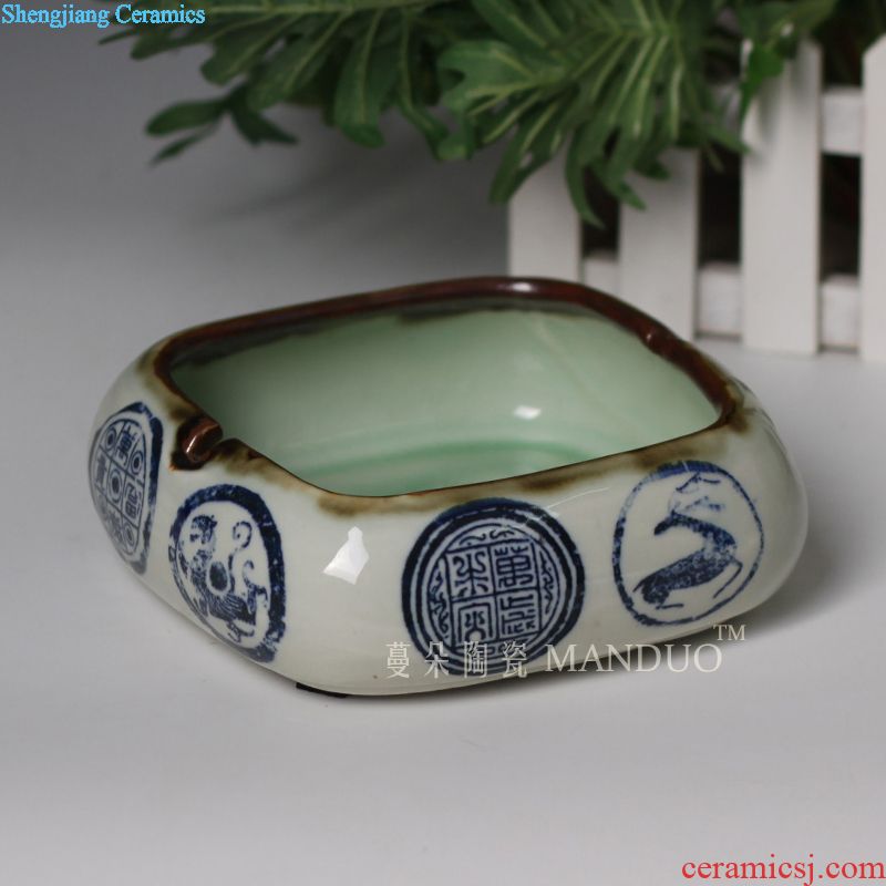 Jingdezhen porcelain put lotus flower porcelain stool hand-painted porcelain stool cool blue stool