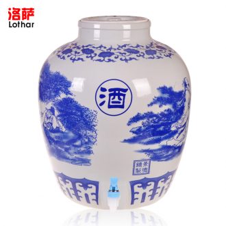 Jingdezhen ceramic barrel ricer box seal pot 15 pounds 25 kilo meters box of grain storage tank is moistureproof insect-resistant jar jar