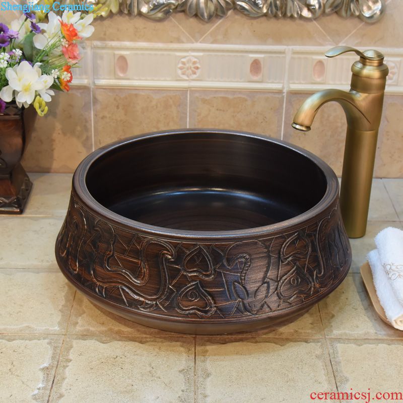 JingYuXuan jingdezhen ceramic lavatory sink basin basin art stage basin straw jump cut threads