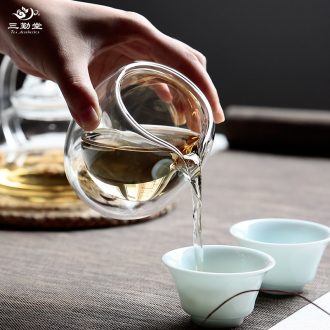 Three frequently tureen tea cups Jingdezhen ceramic kung fu tea set celadon trumpet tea bowl three cup S11009