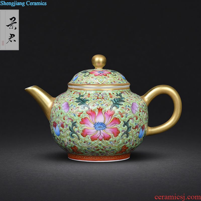 JingJun jingdezhen hand-painted colored enamel porcelain teapot kung fu tea set single pot of tea tea