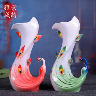 Jingdezhen ceramic painting of flowers and vase of new Chinese style living room small creative furnishing articles decoration hydroponic vase