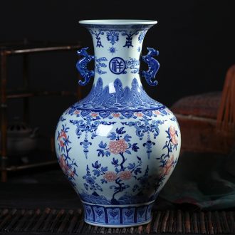 Jingdezhen ceramic new Chinese blue and white lotus flower adornment creative home furnishing articles porcelain retro sitting room