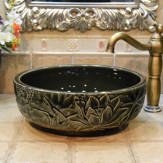 JingYuXuan jingdezhen ceramic lavatory sink basin basin art stage basin oval seven-color flower